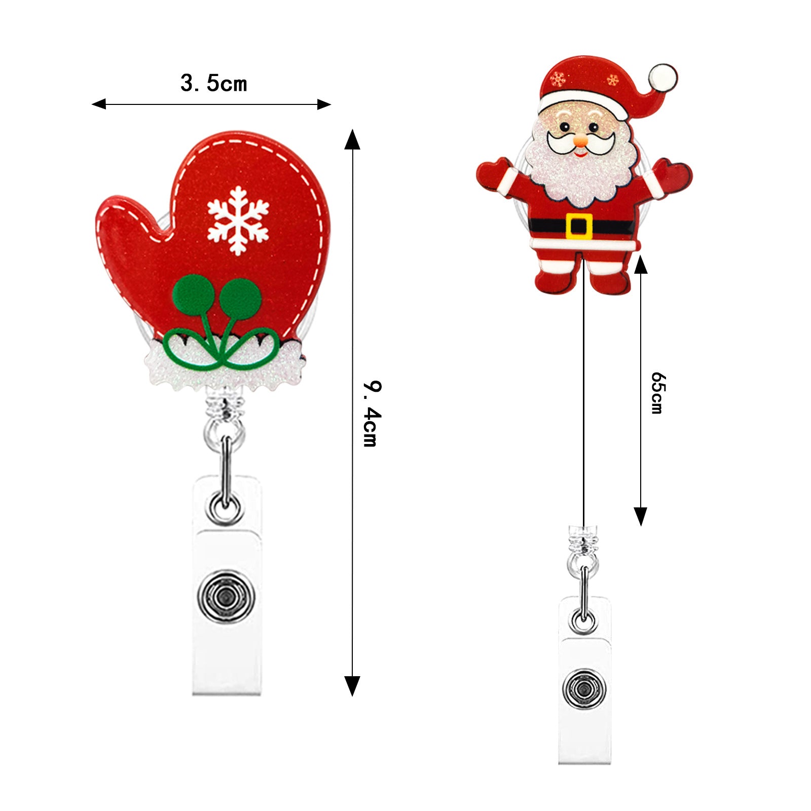 Wholesale Christmas acrylic glitter snowman Christmas tree telescopic clip rotating easy pull buckle